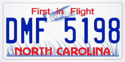 NC license plate DMF5198