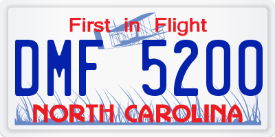 NC license plate DMF5200