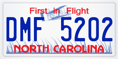 NC license plate DMF5202