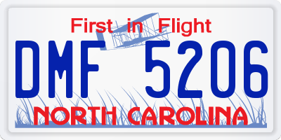 NC license plate DMF5206