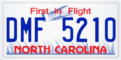 NC license plate DMF5210
