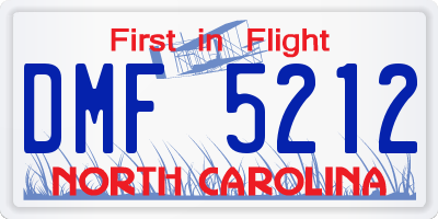NC license plate DMF5212