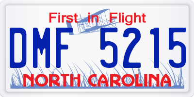 NC license plate DMF5215