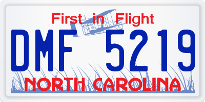 NC license plate DMF5219