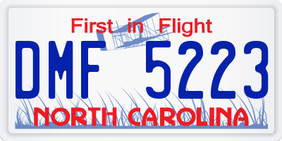NC license plate DMF5223