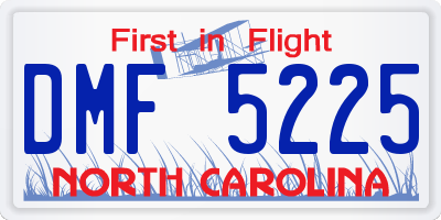NC license plate DMF5225