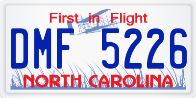 NC license plate DMF5226