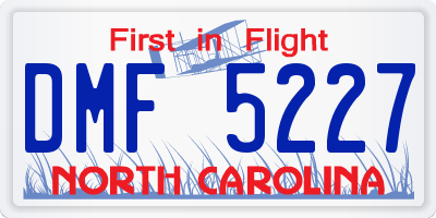 NC license plate DMF5227