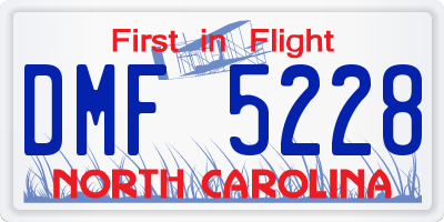 NC license plate DMF5228