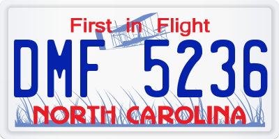 NC license plate DMF5236