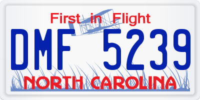 NC license plate DMF5239