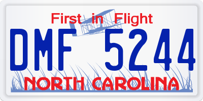 NC license plate DMF5244