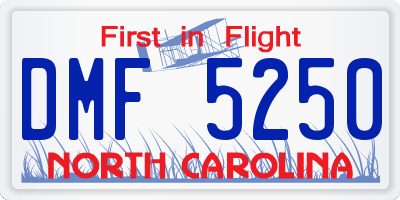 NC license plate DMF5250