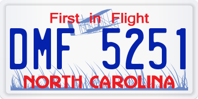 NC license plate DMF5251