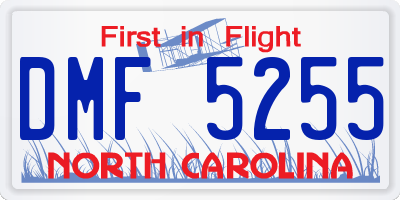 NC license plate DMF5255