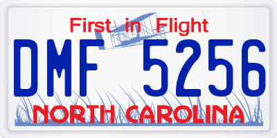 NC license plate DMF5256