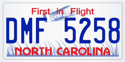 NC license plate DMF5258