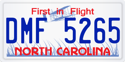 NC license plate DMF5265