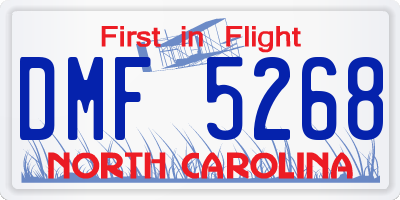 NC license plate DMF5268