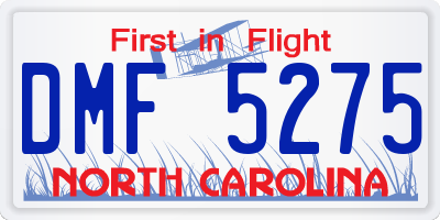 NC license plate DMF5275