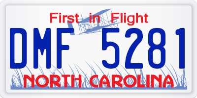 NC license plate DMF5281