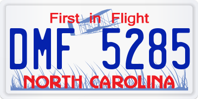NC license plate DMF5285