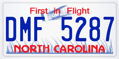NC license plate DMF5287