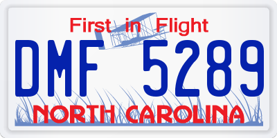 NC license plate DMF5289
