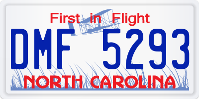 NC license plate DMF5293