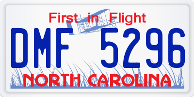NC license plate DMF5296