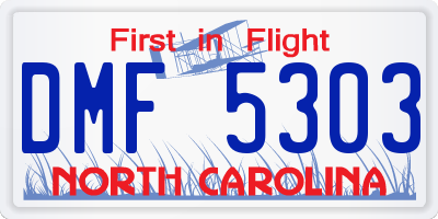 NC license plate DMF5303