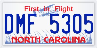 NC license plate DMF5305