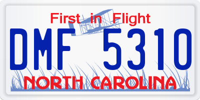 NC license plate DMF5310