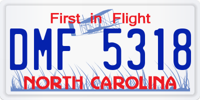NC license plate DMF5318
