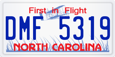 NC license plate DMF5319