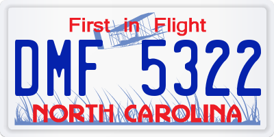 NC license plate DMF5322