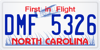 NC license plate DMF5326