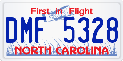 NC license plate DMF5328