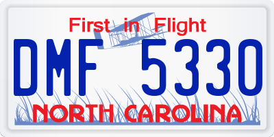 NC license plate DMF5330