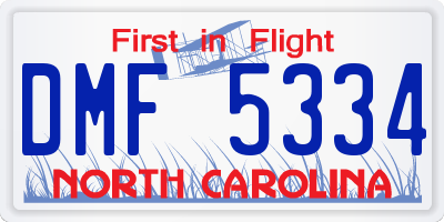 NC license plate DMF5334