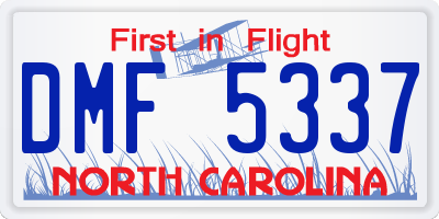NC license plate DMF5337
