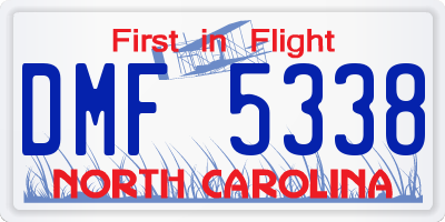 NC license plate DMF5338