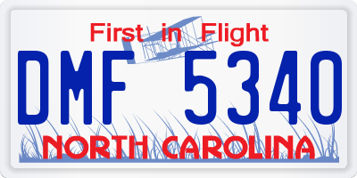 NC license plate DMF5340
