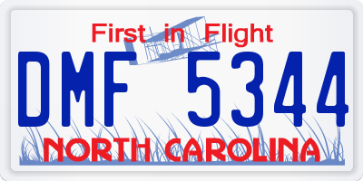 NC license plate DMF5344