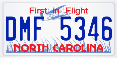 NC license plate DMF5346