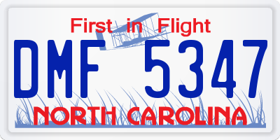 NC license plate DMF5347