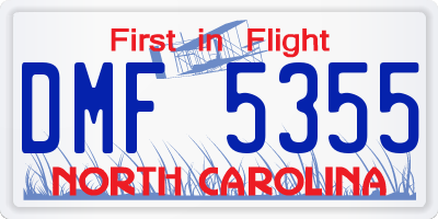 NC license plate DMF5355