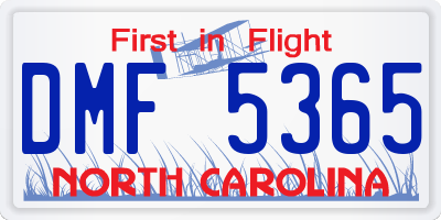 NC license plate DMF5365