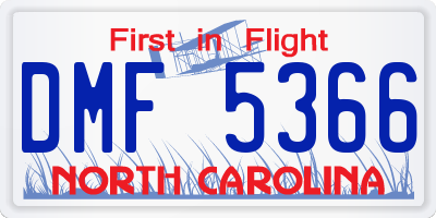NC license plate DMF5366