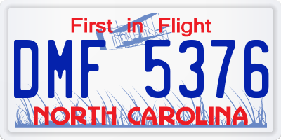 NC license plate DMF5376